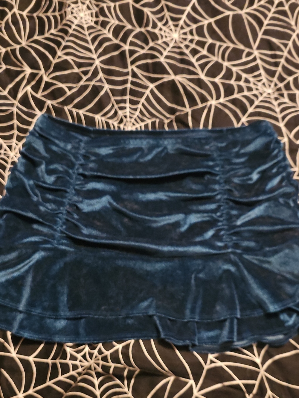 XL Wild Fable, Ruched, Teal, Velvet Skirt